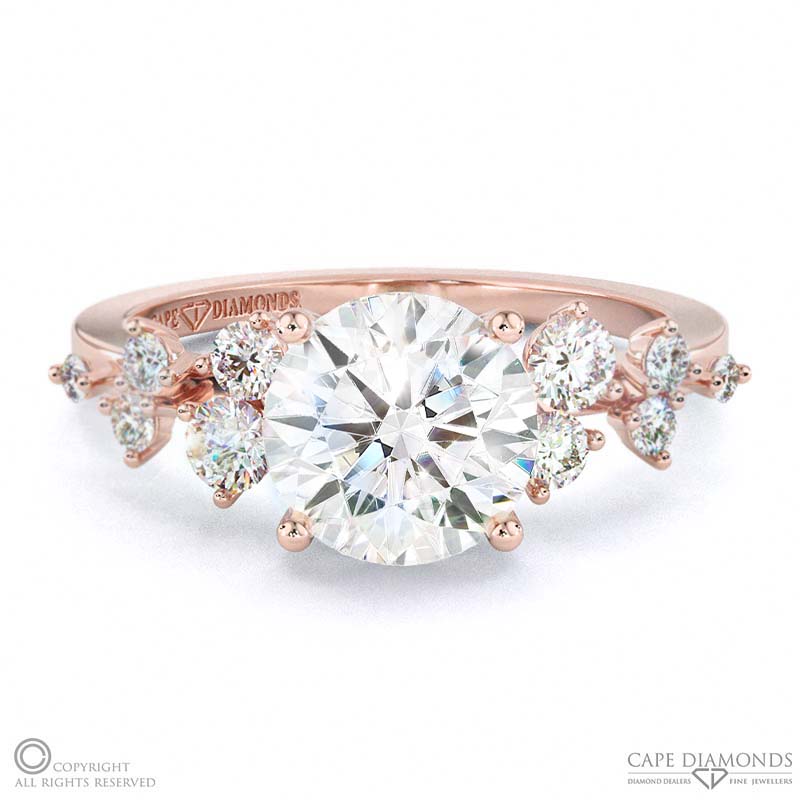fairy natural diamond engagement ring rose gold with 9k rose gold metal and round shape diamond