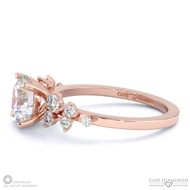 fairy natural diamond engagement ring rose gold with 9k rose gold metal and round shape diamond