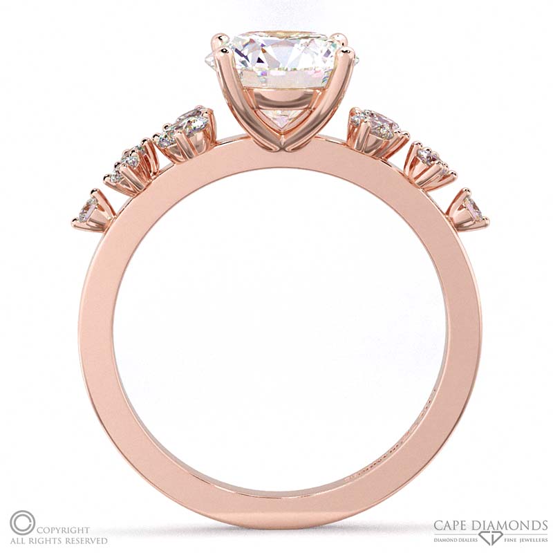 fairy natural diamond engagement ring rose gold with 9k rose gold metal and round shape diamond