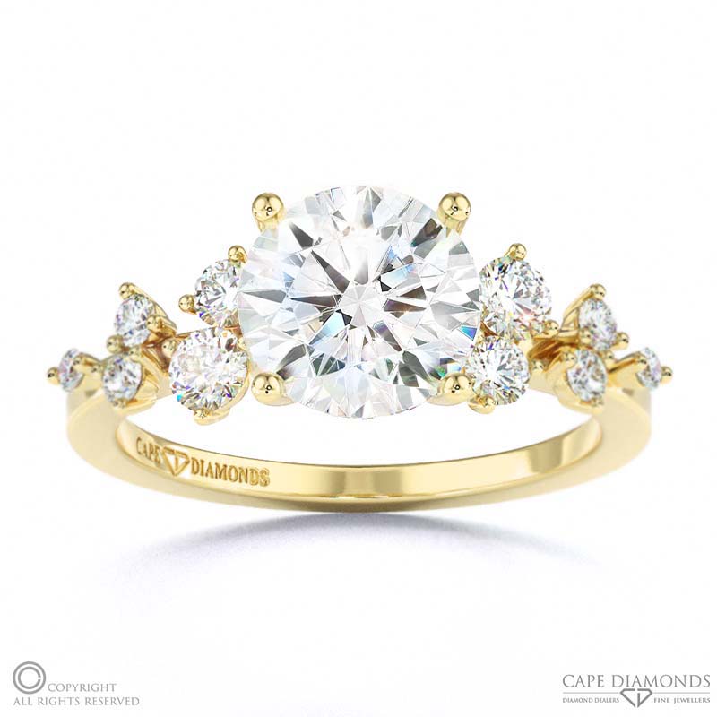 fairy natural diamond engagement ring yellow gold with 9k yellow gold metal and round shape diamond