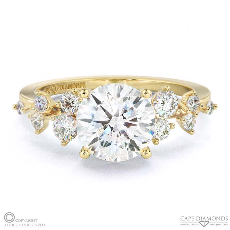 fairy natural diamond engagement ring yellow gold with 9k yellow gold metal and round shape diamond