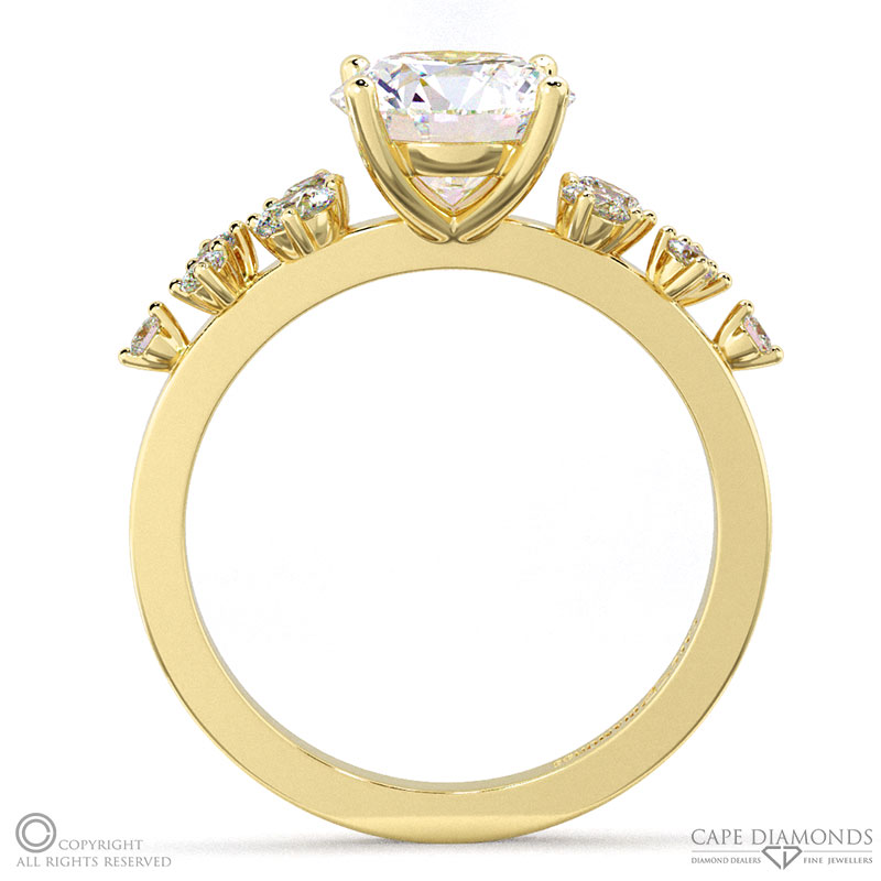 fairy natural diamond engagement ring yellow gold with 9k yellow gold metal and round shape diamond
