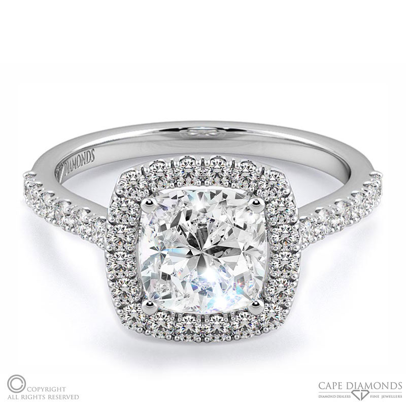 twist cushion halo natural diamond engagement ring white gold side natural diamonds with 9k white gold metal and cushion shape diamond