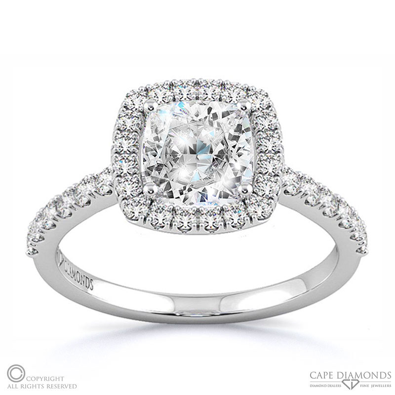 twist cushion halo natural diamond engagement ring white gold side natural diamonds with 9k white gold metal and cushion shape diamond