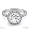 natural diamond encrusted halo engagement ring white gold with 9k white gold metal and round shape diamond