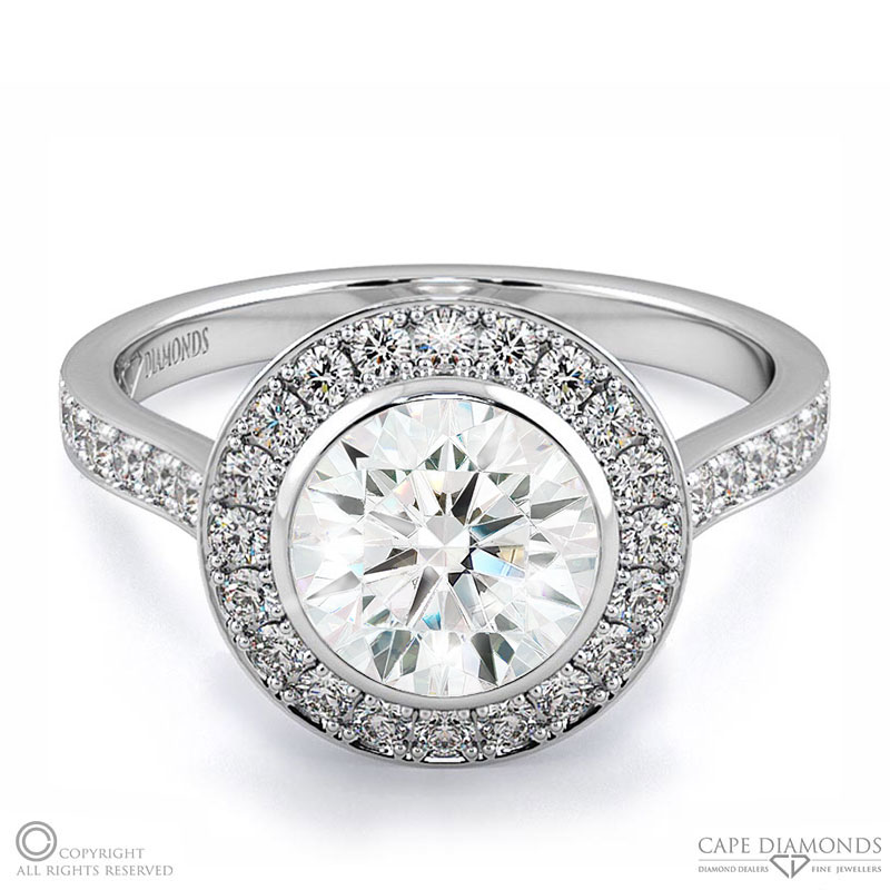 tube setting natural diamond engagement ring white gold with 9k white gold metal and round shape diamond