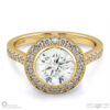 tube setting natural diamond engagement ring yellow gold with 9k yellow gold metal and round shape diamond