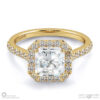 wholesale radiant halo natural diamond engagement ring yellow gold with 9k yellow gold metal and radiant shape diamond