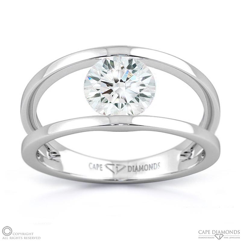 split band natural diamond engagement ring white gold with 9k white gold metal and round shape diamond