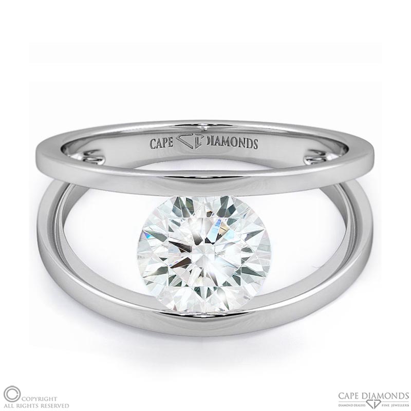 split band natural diamond engagement ring white gold with 9k white gold metal and round shape diamond