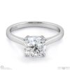 four-claw cushion solitaire natural diamond ring white gold with 9k white gold metal and cushion shape diamond