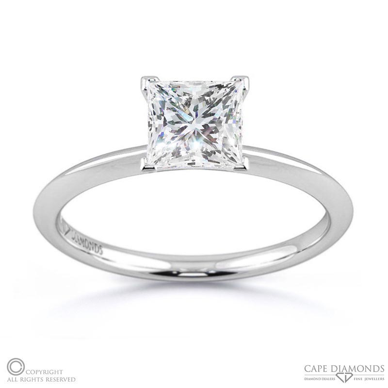 princess cut 4 claw natural diamond engagement ring white gold with 9k white gold metal and princess shape diamond