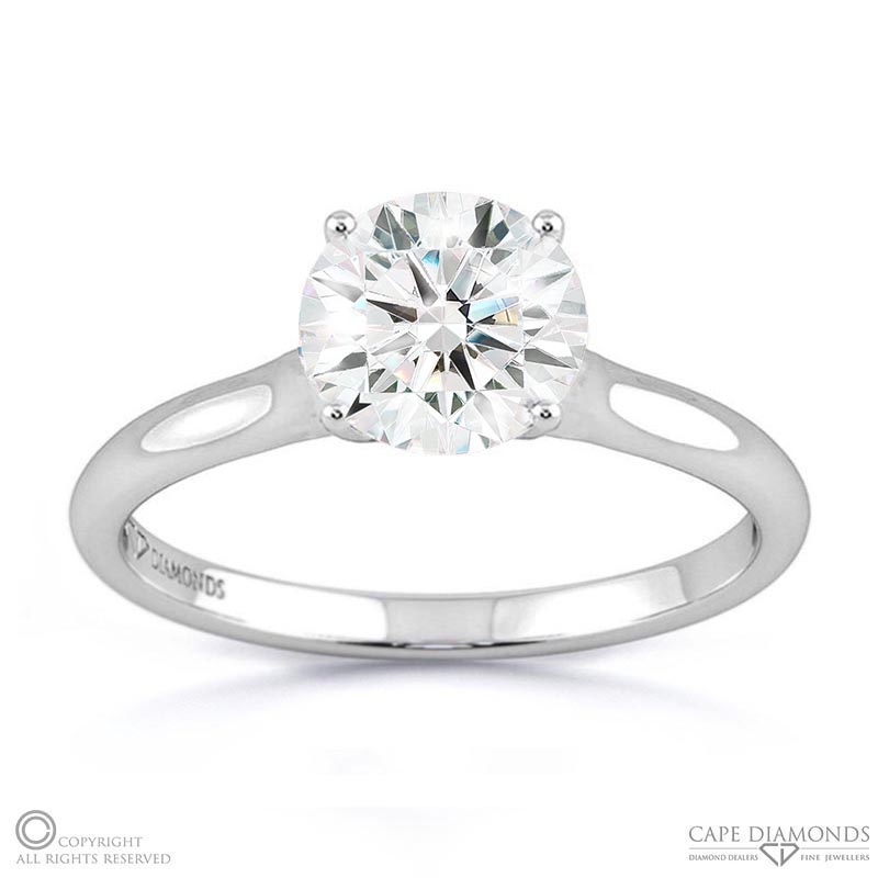 4 claw natural diamond engagement ring white gold with 9k white gold metal and round shape diamond