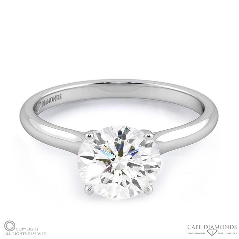4 claw natural diamond engagement ring white gold with 9k white gold metal and round shape diamond