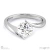 twist solitaire tension natural diamond engagement ring white gold with 9k white gold metal and round shape diamond