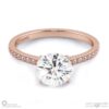 4 claw round pave band natural diamond engagement ring rose gold with 9k rose gold metal and round shape diamond