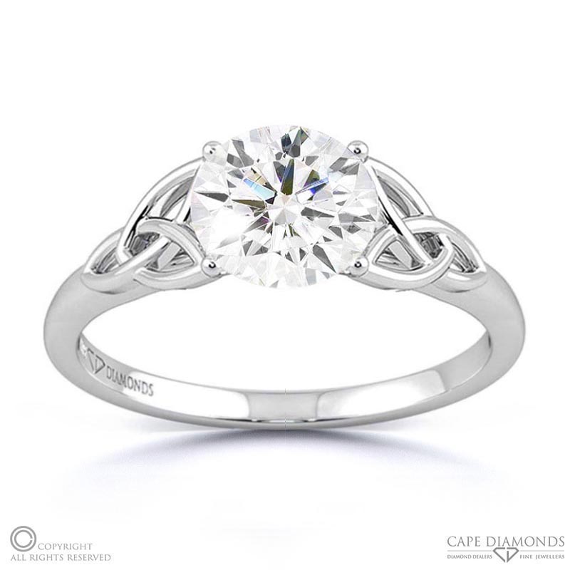 celtic infinity natural diamond engagement ring white gold with 9k white gold metal and round shape diamond