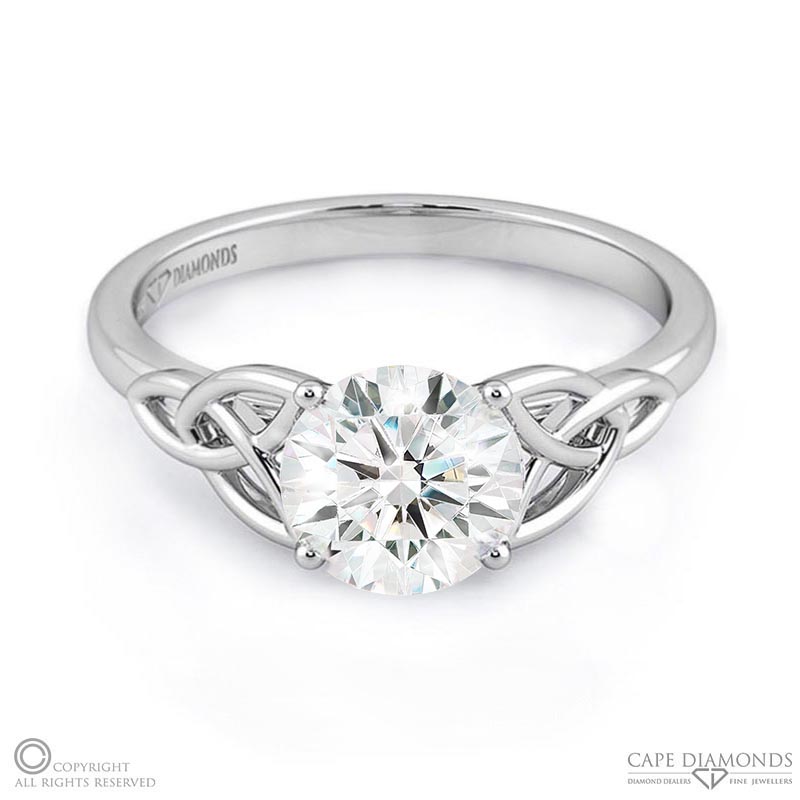 celtic infinity natural diamond engagement ring white gold with 9k white gold metal and round shape diamond