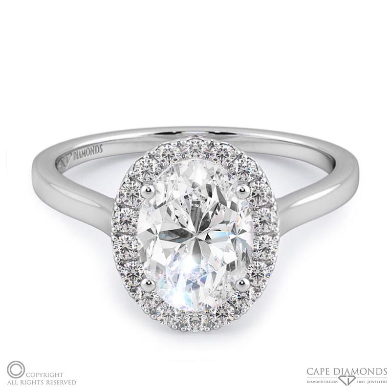 oval halo pave setting natural diamond engagement ring white gold with 9k white gold metal and oval shape diamond