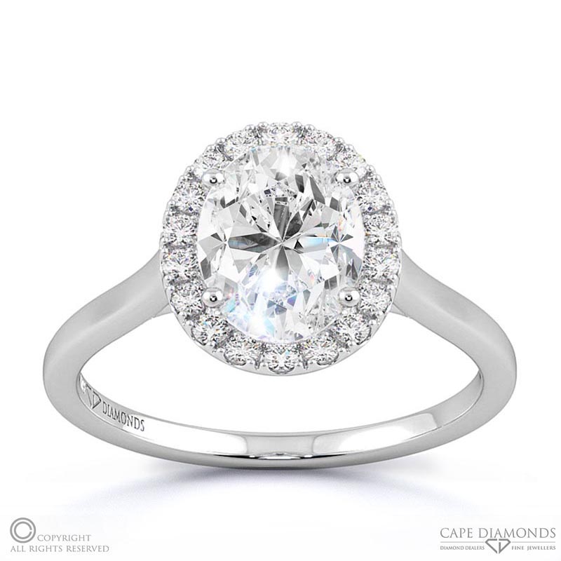 oval halo pave setting natural diamond engagement ring white gold with 9k white gold metal and oval shape diamond