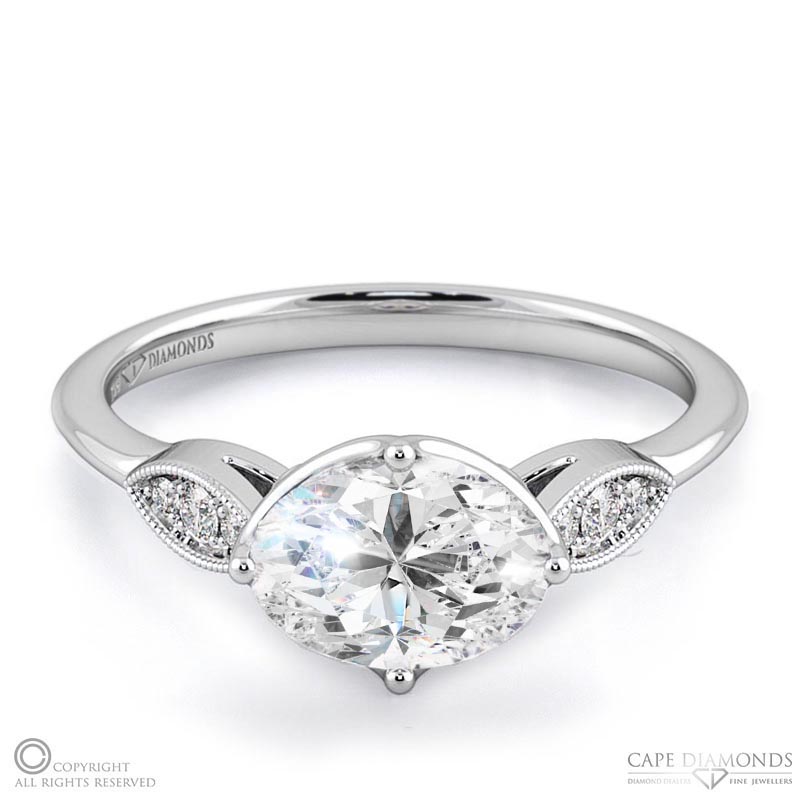 antique oval natural diamond engagement ring platinum with platinum metal and oval shape diamond