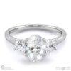 trilogy oval natural diamond engagement ring white gold with 9k white gold metal and oval shape diamond
