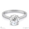 oval solitaire natural diamond pavé ring white gold with 9k white gold metal and oval shape diamond
