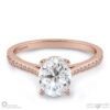 oval solitaire natural diamond pavé ring rose gold with 9k rose gold metal and oval shape diamond