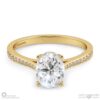 oval solitaire natural diamond pavé ring yellow gold with 9k yellow gold metal and oval shape diamond
