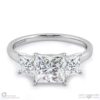 princess cut trilogy natural diamond engagement ring white gold with 9k white gold metal and princess shape diamond