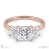 princess cut trilogy natural diamond engagement ring rose gold with 9k rose gold metal and princess shape diamond