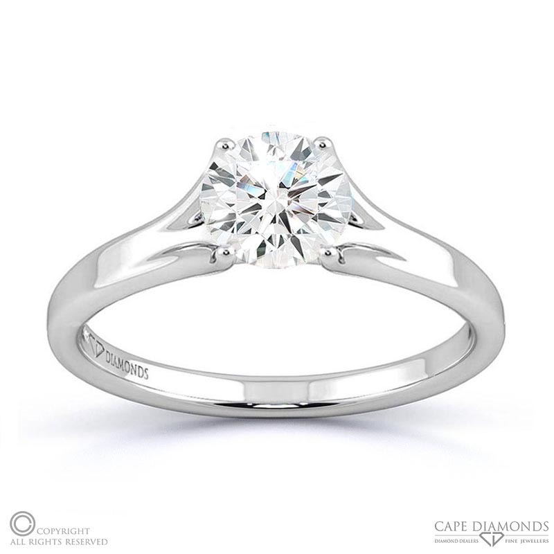 round 4 claw solitaire natural diamond engagement ring white gold with 9k white gold metal and round shape diamond