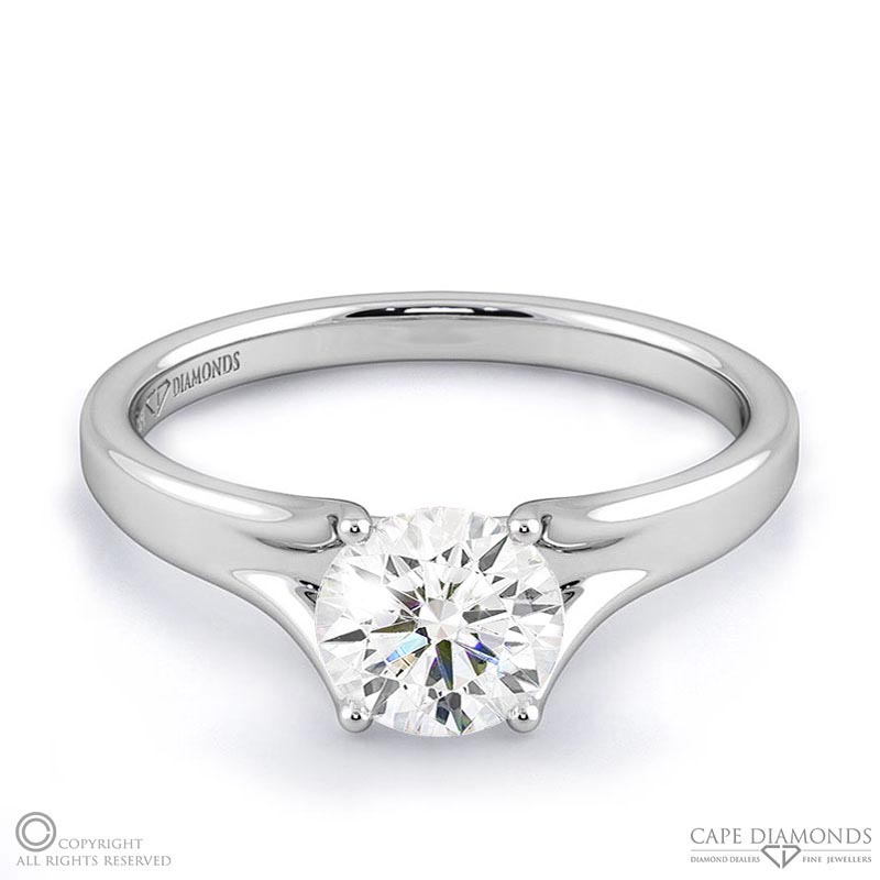 round 4 claw solitaire natural diamond engagement ring white gold with 9k white gold metal and round shape diamond