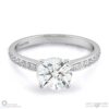 round solitaire stone pave 4-claw setting natural diamond engagement ring white gold with 9k white gold metal and round shape diamond