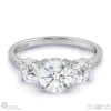 natural diamond pavé trilogy engagement ring white gold with 9k white gold metal and round shape diamond