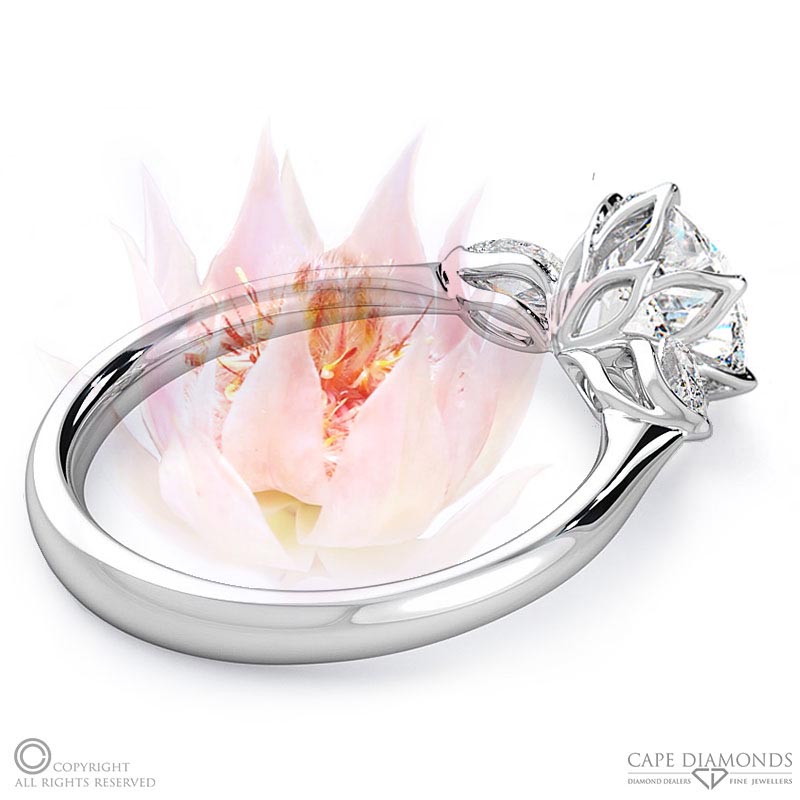 blushing bride trilogy natural diamond engagement ring white gold with 9k white gold metal and round shape diamond