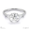 trilogy round natural diamond engagement ring white gold with baguette side natural diamonds with 9k white gold metal and round shape diamond