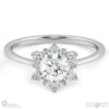 snowflake designed halo natural diamond engagement ring white gold with 9k white gold metal and round shape diamond