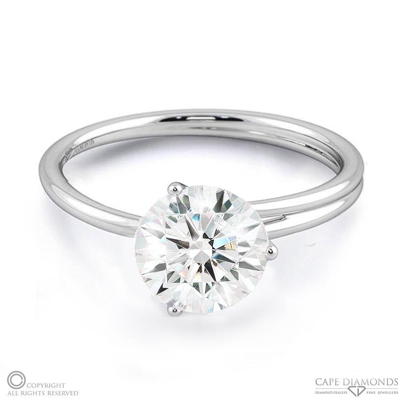 three claw solitaire twisted grooved natural diamond engagement ring white gold with 9k white gold metal and round shape diamond