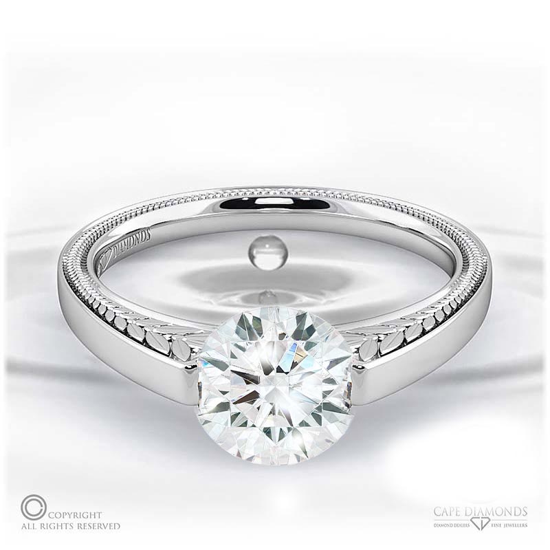 loving engraved soul natural diamond engagement ring white gold with 9k white gold metal and round shape diamond