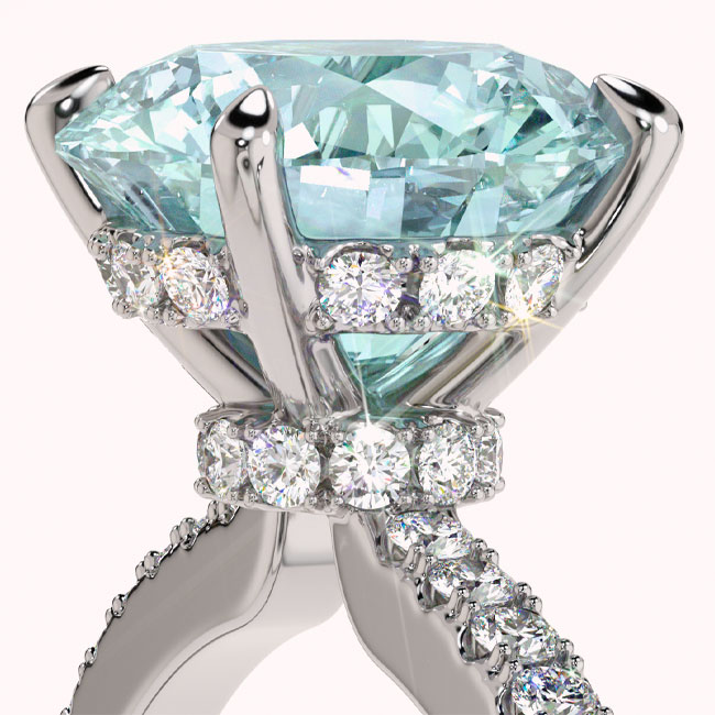 Hidden Halo Aquamarine Engagement Rings