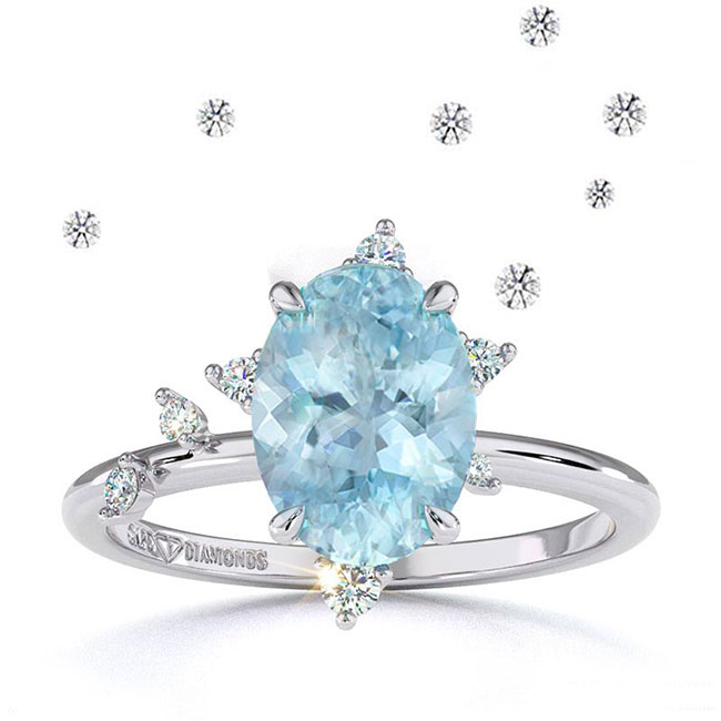 Light Blue Diamond Celestial Engagement Rings