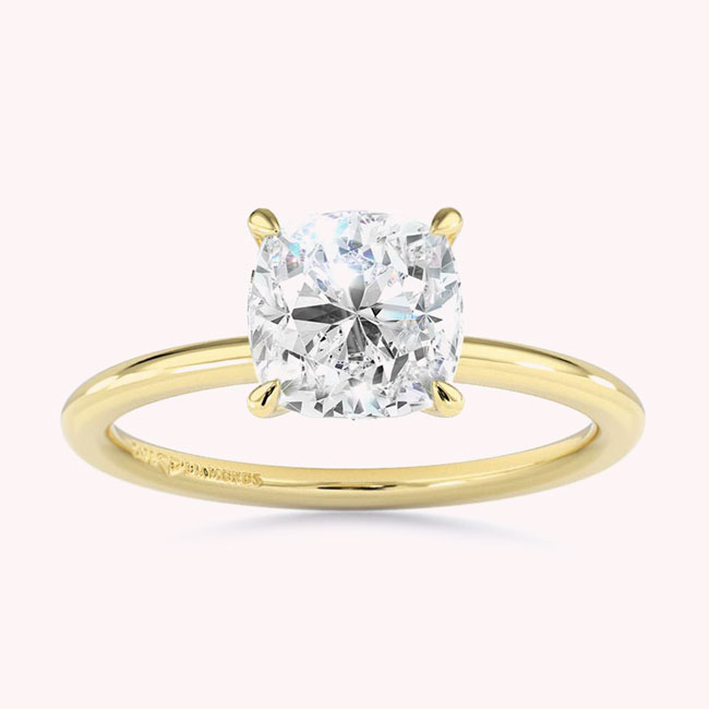 Cushion Cut Yellow Gold Diamond Engagement Rings