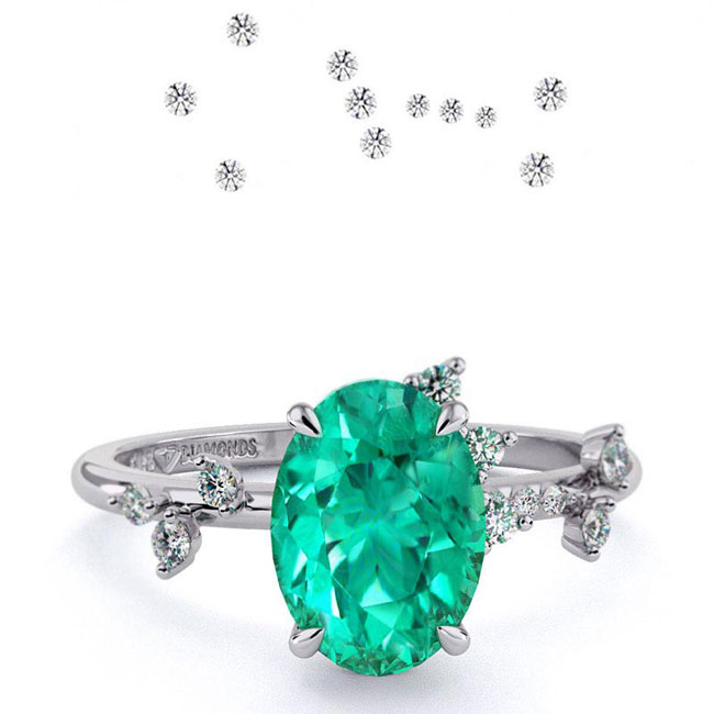 Celestial Emerald Engagement Rings