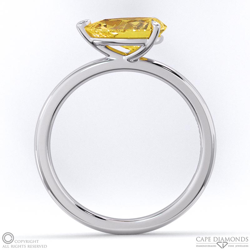 Yellow Lab Grown Diamond East West Pear Cut Solitaire Engagement Ring ...