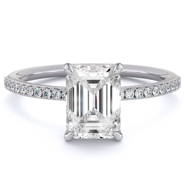 Emerald Cut Platinum Lab Diamond Engagement Rings