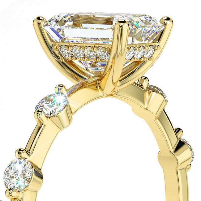 Emerald Cut Yellow Gold Diamond Engagement Rings