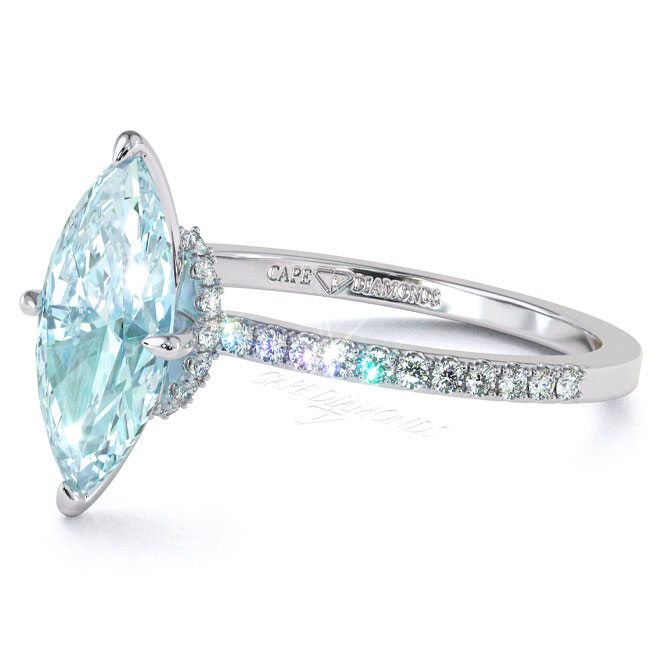 Side Stone Blue/Paraiba Tourmaline Engagement Rings