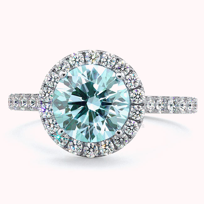 Halo Blue/Paraiba Tourmaline Engagement Rings