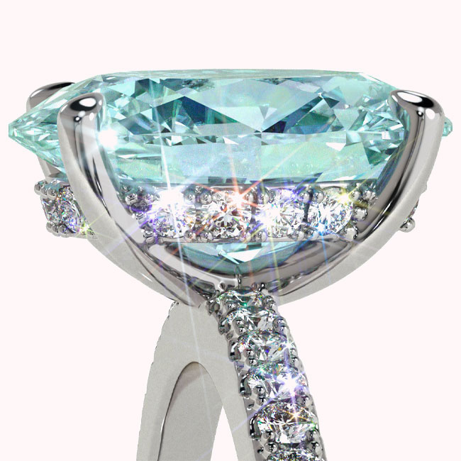 Hidden Halo Blue/Paraiba Tourmaline Engagement Rings
